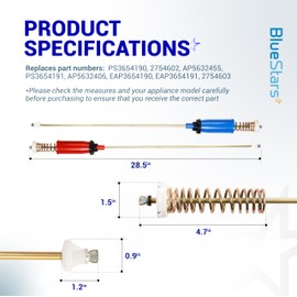 BlueStars WH16X10158 & WH16X10159 Washer Suspension Rod Set (4Pcs) - Fit for GE and Hotpoint Washer GTWN4250D0WS GTWN4250D1WS HSWP1000M4WW GCWP1800D1WW - Replaces PS3654190 PS3654191 2754602 AP5632455
