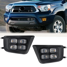 VGETTING Daytime Running Lights For Toyota Tacoma 2012 2013 2014 2015 LED Fog Light Kit with Amber Turn Signal 4 Eyes DRL