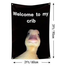 Welcome to My Crib Letter & Duck Pattern Tapestry, Funny Flags for Room Decor, Wall Hanging Decor for Living Room & Bedroom, Yard Sign, Summer Gifts, Fall Decor, Birthday Gifts