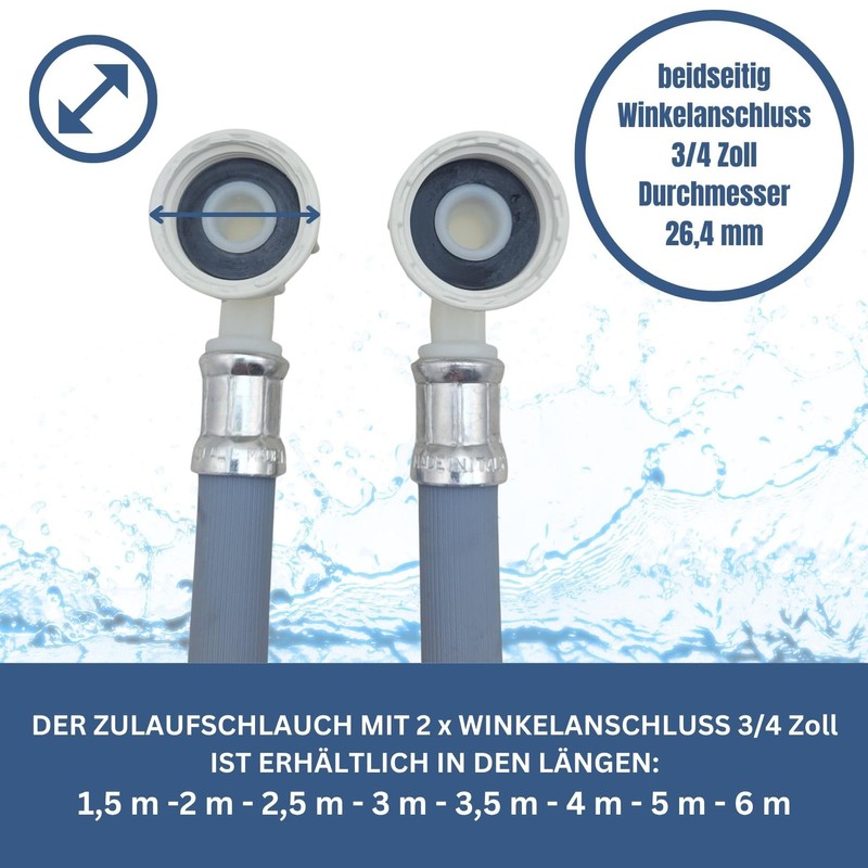 LICHTBLAU Washing Machine & Dishwasher Inlet Hose 3m - 3/4"