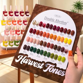 Double Rhythm 28Pcs 0.5Oz Glitter Gel Nail Polish Set Same Color Same Bottle Gel Polish Kit Nail Art Manicure Salon DIY at Home for Women (Dark Green Burgundy Orange Brown -T24-14)
