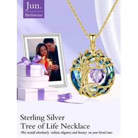 TOUPOP - Collares de piedra natal para mujer, chapado en oro blanco/oro amarillo de plata de ley 925 con colgante de vidrio austriaco, joyería de aniversario, boda, regalos de cumpleaños irlandeses,