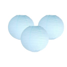 Pack of 3 Paper Lantern Lampshade Party Birthday Baby Shower Wedding Celebration Decoration 4"(10cm) -16"(40cm) (Light Blue, 10" (25cm))