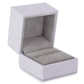 ALLUREPACK Linen Weave Ring Box - Organic Color Ring Case Holder for Engagement Proposal & Wedding Day Ring - Small Jewelry Gift Box for Men & Women - Suede Interior with Matching outer Box