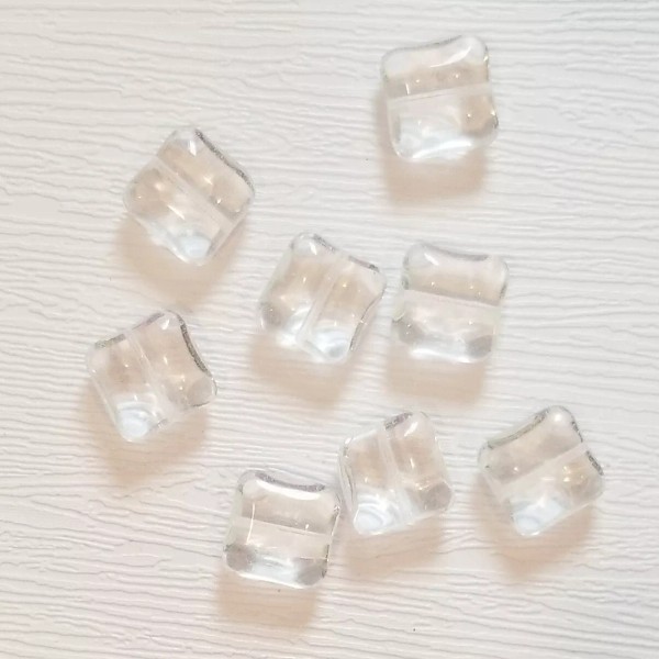 Unbranded 14mm Crystal Clear Square Pillow Czech Presses Glass Beads,