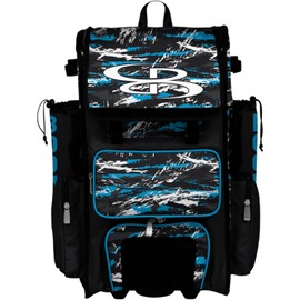 Boombah Superpack Hybrid Rolling Bat Bag - Wheeled & Backpack Version - Razor Black/Columbia/White