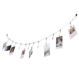 61.3inch Steel Wall Hanging Photo Display Cable Wire Rod String with 12PCS Clips for Pictures, Polaroids, Kids Crafts and Artwork
