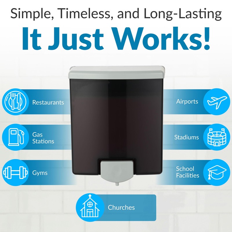 Bobrick Surface-Mounted Soap Dispenser - Manual Wall-Mounted 40 fl oz