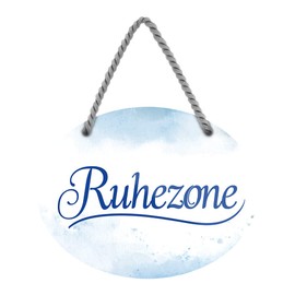 Ruhezone Sign - Hanging Sign with Cord and Suction Cup - Wall Decoration or Door Decoration for Balcony Patio Garden Arbour Favourite Place Spa Bathroom Sauna - 18 x 12 cm, multicoloured