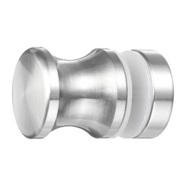 sourcing map Glass Door Handles, Round Sliding Shower Doors Knob Single Side Pull Handles with Screw Hardware Replacement Parts for 6-18mm Bathroom Glass Door（Matte Silver，Umbrella Type）