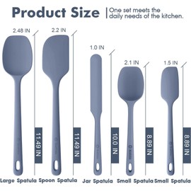 ChefAide 5 Pieces Silicone Spatula Set, Food Grade Rubber Spatula, Upgrade Strong Handle with Ergonomic Grip, Heat Resistant Up to 600°F for Nonstick Cookware, Cooking