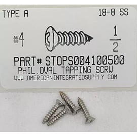 AMERICANINTEGRATEDSUPPLY.COM #4x1/2 Oval Head Phillips Tapping Screws Stainless Steel (50)
