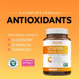 Vitamin C Immune Support Supplement - Immunity Boost Blend with Elderberry Vit C Zinc for Daily & Seasonal Support - Immunity Supplement - Vitamin C Supplement - 60 Vitamin C Capsules, 1 Month Supply
