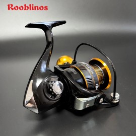 Rooblinos HM Left-Hand Spinning Reel 5.2:1 Gear Ratio Aluminum & Plastic Construction Line Twist PreventionSpool Capacity: 6000 Series