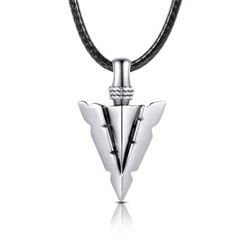 Sterling Silver Urn Necklace for Men: Arrowhead Memorial Pendant Cremation Ash Jewelry Bereavement Keepsakes Gift for Loss of a Loved One (silver)