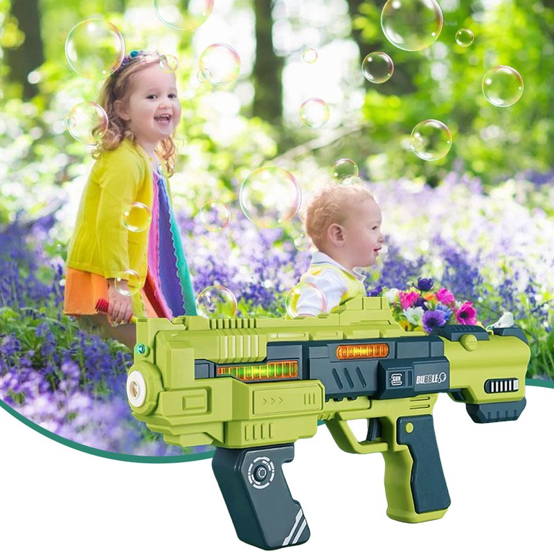 Electric Bubble Machine Gun for Kids Summer Soap Water Bubble