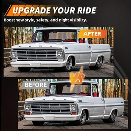 MOTRUM Front Turn Signal Lens Set Compatible with Fo-rd F100 F-100 1967-1971, [DOT] [IP67 Waterproof] Side Marker Lights Housing [No Bulbs], 2 PCS, Sleek Clear Lens