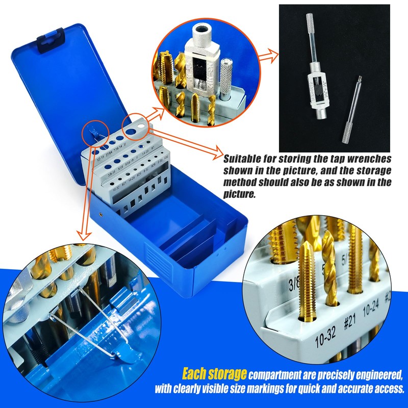 RURITKIT Tap and Drill Index/Case, Tap Drill Bit Index Box,
