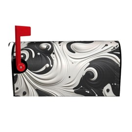 YYHWHJDE letterbox Cover Waterproof Oxford Cloth Accommodates Standard Size or Large Size mailboxes White Black Swirl Design Picture 21x18 in