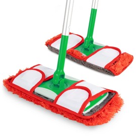 Reversible Double Sided Swiffer Compatible Mop Head | Microfiber Replacement Pads | Dust and Floor Mop for Wet and Dry Cleaning | Set of 2