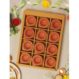 Handmade Terracotta Set of 12 Clay Diya for Diwali/Navratri Decorations Oil Lamp Diwali Clay Diya Tea Light Holder Indian Festival Diyas for Pooja & Diwali Decorations | TRBD12M-04