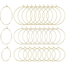 PH PandaHall 18K Gold Hoop Earrings, 30pcs 25/30/35mm Round Beading Hoops Circle Earring Hoop Charm Rings Dangle Earrings Accessories with 50pcs Plastic Ear Nuts for Women Jewelry Making Christmas