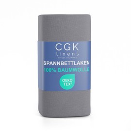 Fitted Sheet 160 x 200 cm - 100% Cotton, Elastic Jersey Fitted Sheet, Oeko-Tex Certified, Premium, Soft Jersey Bed Sheet made of Cotton, for Box Spring Mattresses up to 25 cm DE - Dark Grey