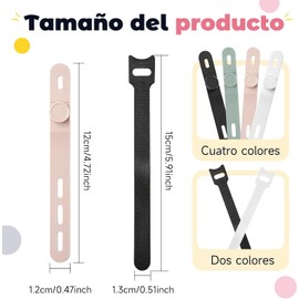 24PCS Bridas de Silicona Reutilizables Ajustables y Cinchos de Tela Elástico Multiusos para Agrupar Cable de Auriculares, Cargador, Electrónica en el Hogar u Oficina (Colorido）