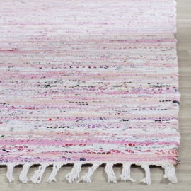 Safavieh Rag Rug Collection RAR125E Hand Woven Light Pink and Multi Cotton Area Rug (2' x 3')