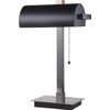 SH Lighting 31187SN-BK Banker Style Lamp with Pull Switch, Silver/Black
