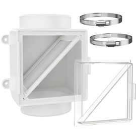 Dryer Lint Trap, Indoor Dryer Vent with Lint Catcher Filter,Secondary Dryer Duct Lint Trap with 2 4" Plastic Clamps, Accommodates 4" Transition Ducts, A Good Match for Dryer Booster Fan