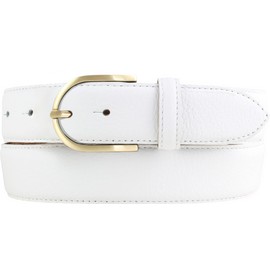 BELTINGER Ladies Italian Belt 35mm Wide Ladies Chino Belt Trouser Belt Textured Leather Buckle Gold, White, Gold