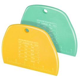 Teenitor 2 piezas de cortador de masa, raspador de banco de plástico, raspador de masa madre, raspador de masa con escala de medición, raspadores de a