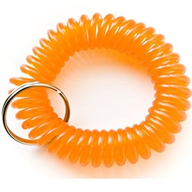 100pcs Orange Color Soft Spring Spiral Coil Elastic Wrist Band Key Ring Chain