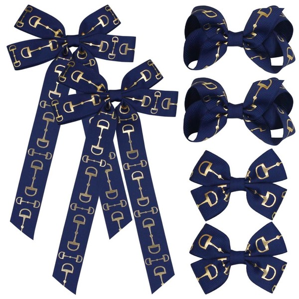 Umibow 6 Pcs Equestrian Hair Bow Clips Horse Bit Pattern