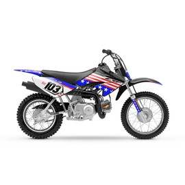 Kalair GFX Graphics Kit for Honda CRF70 (2004-2023) USA Series Blue 09 Mil - Dirt bike Custom Racing Graphics Decals Stickers Kit, no-plastics