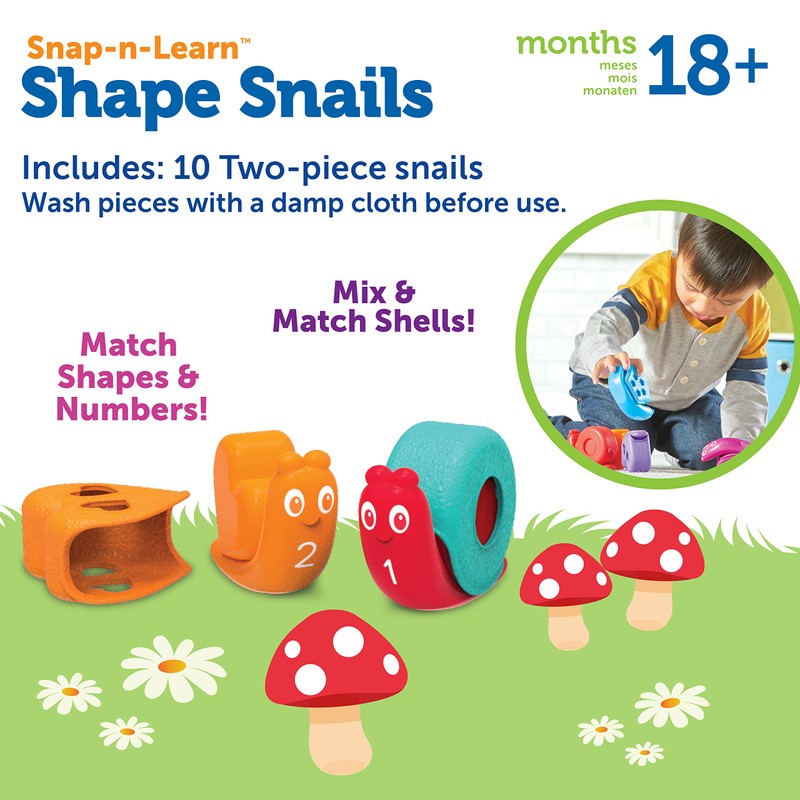 Learning Resources Snap-n-Learn Shape Snails - 20 Pieces, Age 18+