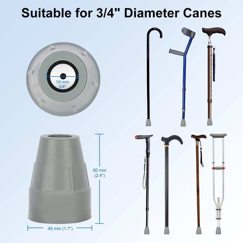 supregear 2-Pack Rubber Cane Tips, 19 mm Crutch Tips Heavy