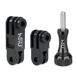 HSU Aluminum Alloy Metal Adjust Arm Straight Joints Mount, Long and Short Vertical Direction Straight Joints Mount for Gopro Hero 13 12 11 10 9 8 7 6 5, AKASO Campark and Other Action Cameras (Black)