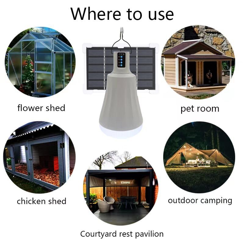 ZGAYERA Solar Rechargeable Light Bulbs Indoor，Chicken Coop Light, Camping Accessories,