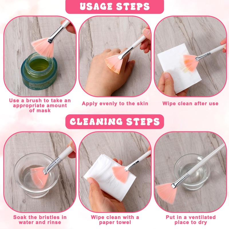 2 Pcs Face Mask Applicator Fan Brushes for Facial Soft