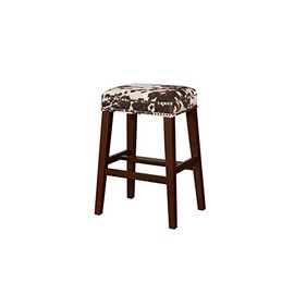 Linon Walt 30.5" Wood Cow Print Bar Stool in Brown