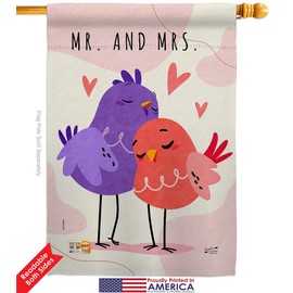 Wedding Sweet Mr and Mrs House Flag Eagle Set Celebration Marriage Bride Groom Occasion Anniversary Party Small Decorative Gift Yard Banner Double-Sided Made in USA 28 X 40