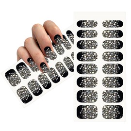 Self-Adhesive Black Silver Full Nail Wraps Stickers Gothic Style | Brighter, Thicker, Tougher Nail Polish Strips for Women and Girls | DIY Nail Art Decoration