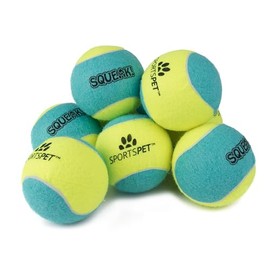 SPORTSPET SQUEAK! large Tennis Balls for Dogs - Extra Bouncy - Non Toxic - Durable - Long Lasting - Floats - 80mm (8 pack)