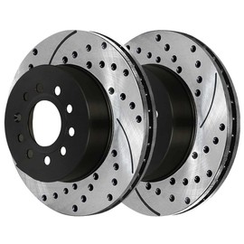 AutoShack Front and Rear Drilled and Slotted Brake Rotors Black and Ceramic Pads Kit Set Replacement for 2005-2007 VW Jetta 1.8L 1.9L 2.0L 2.5L FWD BRKPKG555