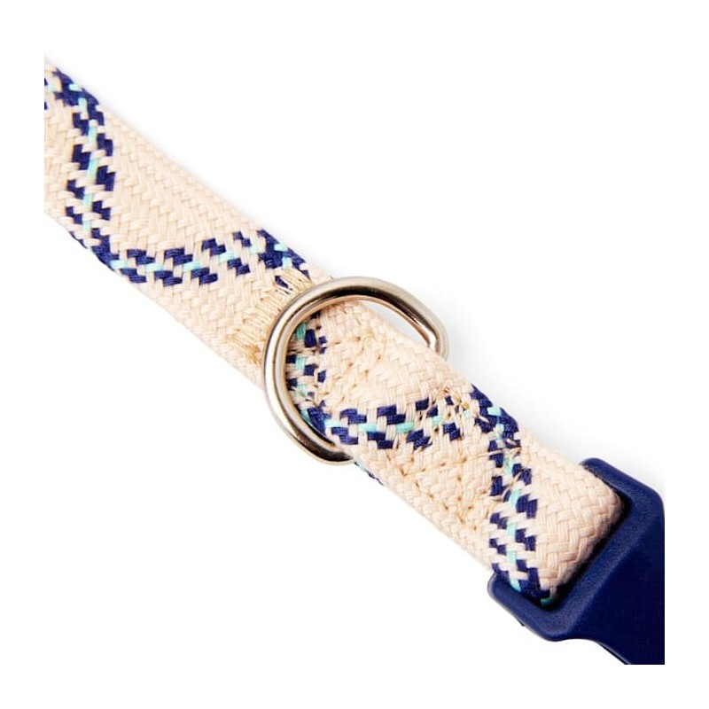 Youly Assorted Geometric Print Dog Collar, Blue Zig Zag, Small