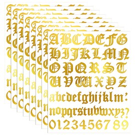 Teling 8 Sheets Letters Stickers Self Adhesive Vinyl Old English Alphabet Stickers Mailbox Numbers Decals for DIY Mailboxes Signs Windows Doors Cars Trucks Home Business Address Crafts(2 Inch,Gold)