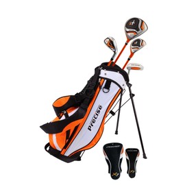 Precise X7 Junior Complete Golf Club Set for Children | 3 Age Groups Boys & Girls | Right Hand & Left Hand Kids Golf Clubs Set w/ 2 HC's, Flex Shafts & Lightweight Stand Bag with Dual Straps
