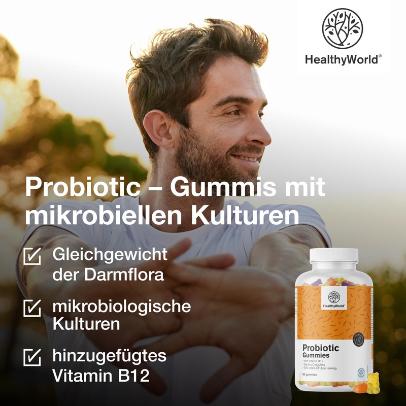 HealthyWorld Probiotic - Gummies with Microbial Cultures - Orange, Lemon